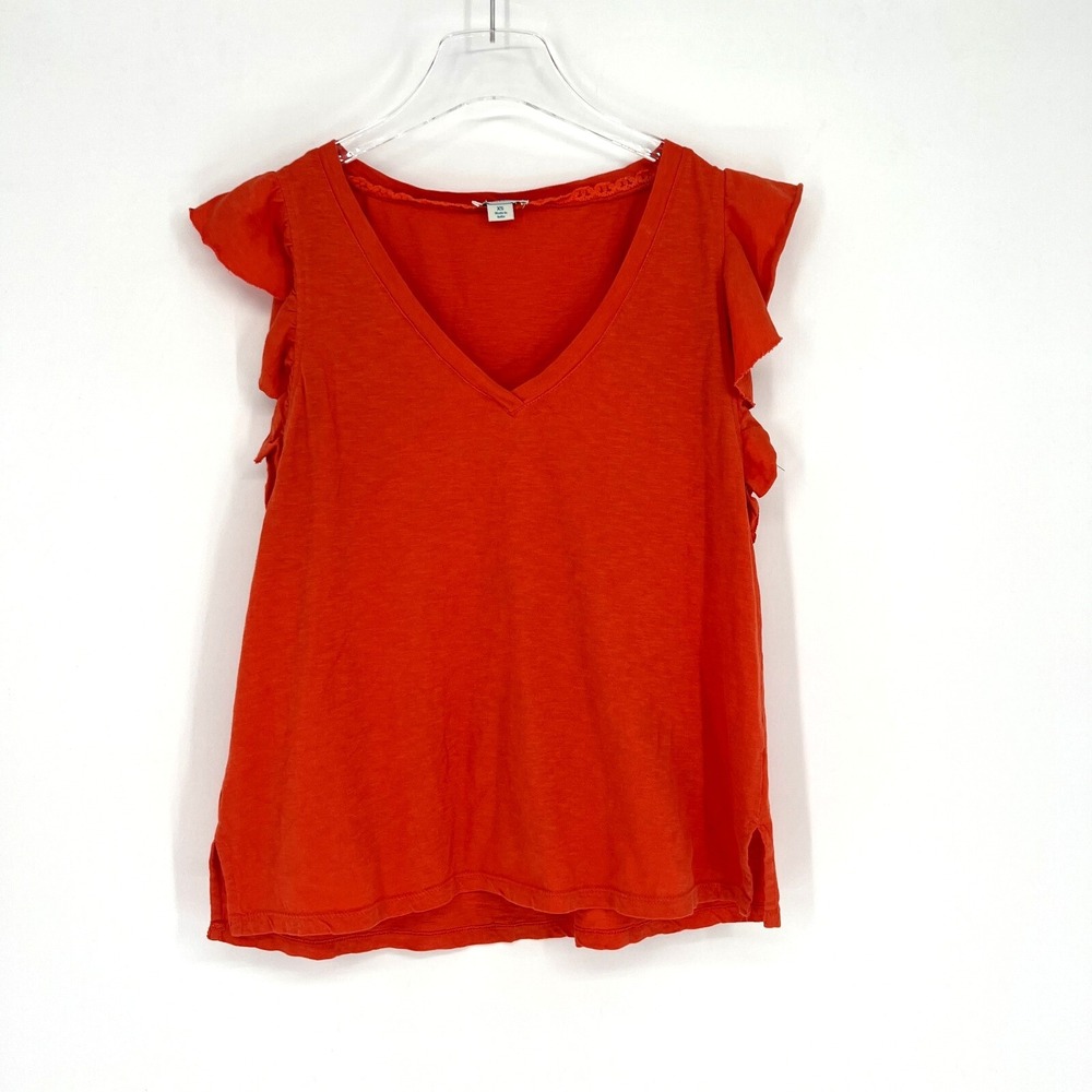 Sundance Tank Top Womens XS Ruffle Sleeve Feminine Orange Red Vibrant‎ Vacation